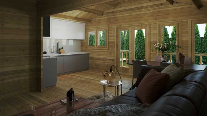 Two Bed Type F Log Cabin-interior
